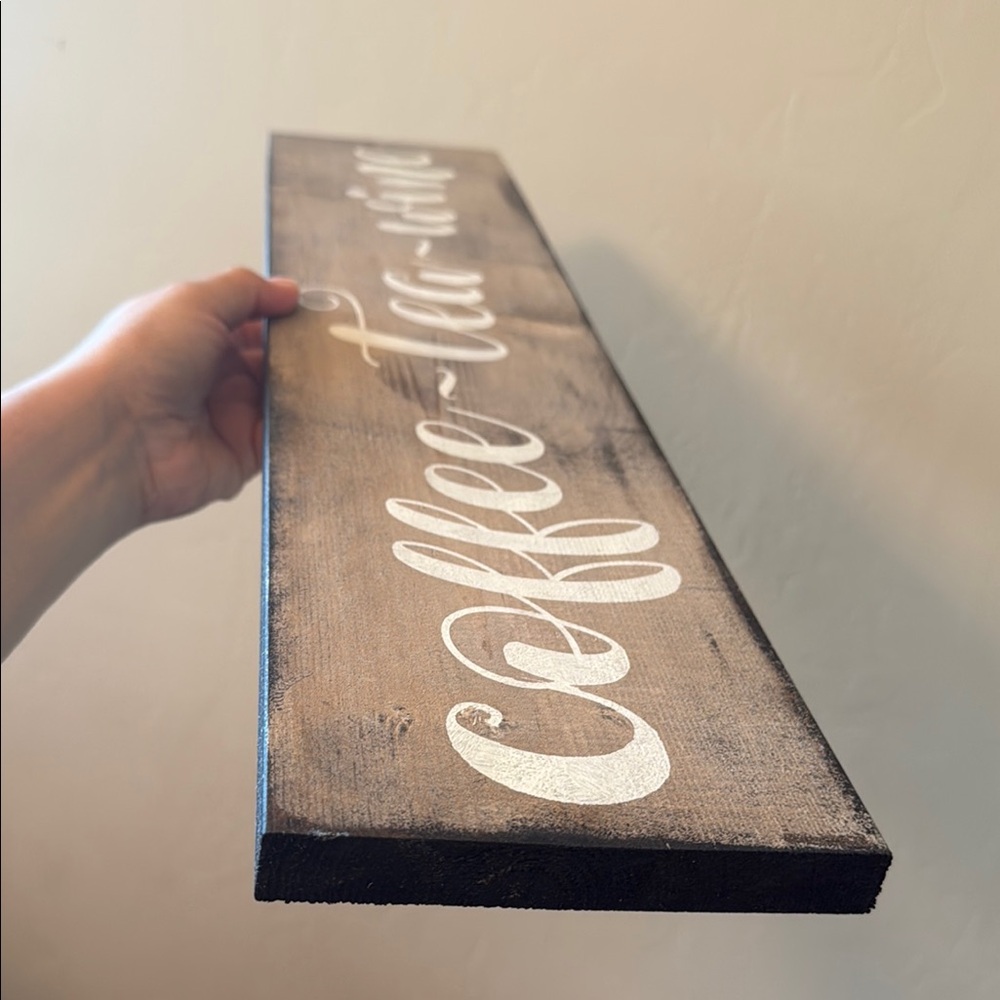 Rustic Wooden Kitchen Sign - Coffee, Tea, Wine - Picture 3 of 8
